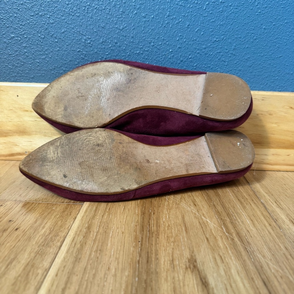 Madewell Mira Burgundy Pointed Toe Flats Size 8.5 - Picture 7 of 8